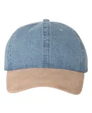 Mega Cap 7611 Washed Denim With Suede Bill Cap Blue Denim/ Tan