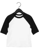 Bella+Canvas 3200T Toddler Three-Quarter Sleeve Ba in White/ black