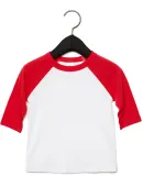 Bella+Canvas 3200T Toddler Three-Quarter Sleeve Ba in White/ red