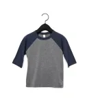 Bella+Canvas 3200T Toddler Three-Quarter Sleeve Ba in Grey/ navy trb