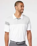 Adidas A213 Heather 3-Stripes Block Sport Shirt White/ Vista Grey