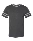 Jerzees 602MR Triblend Ringer Varsity T-Shirt in Black heather/ oxford