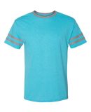 Jerzees 602MR Triblend Ringer Varsity T-Shirt in Caribbean blue/ oxford