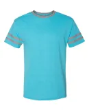 Jerzees 602MR Triblend Ringer Varsity T-Shirt in Caribbean blue/ oxford