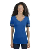 Jerzees 602WVR Triblend Women's V-Neck Varsity T-S True Blue Heather/ Oxford