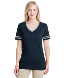 Jerzees 602WVR Triblend Women's V-Neck Varsity T-S Indigo Heather/ Oxford