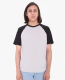 RSABB4237W Unisex Poly-Cotton Raglan T-Shirt Heather Grey/ Black