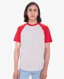 RSABB4237W Unisex Poly-Cotton Raglan T-Shirt Heather Grey/ Red