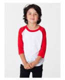 American Apparel BB153W Toddler Poly-Cotton 3/4-Sl WHITE/ RED