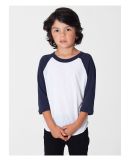 American Apparel BB153W Toddler Poly-Cotton 3/4-Sl WHITE/ NAVY