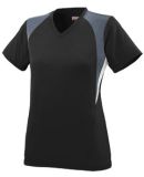 Augusta Sportswear 1296 Girls' Mystic Jersey in Black/ graphite/ white