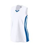 Augusta Sportswear 528 Girls' Wicking Mesh Powerho in White/ royal