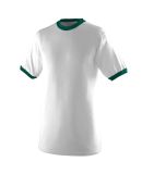 Augusta Sportswear 711 Youth Ringer T-Shirt in White/ dark green