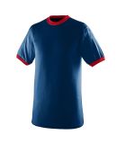 Augusta Sportswear 711 Youth Ringer T-Shirt in Navy/ red