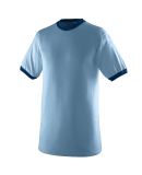 Augusta Sportswear 711 Youth Ringer T-Shirt in Light blue/ navy