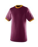 Augusta Sportswear 711 Youth Ringer T-Shirt in Maroon/ gold