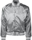 Augusta Sportswear 3610 Satin Baseball Jacket Stri in Metallic silver/ white