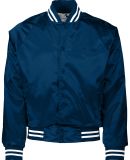 Augusta Sportswear 3610 Satin Baseball Jacket Stri in Navy/ white