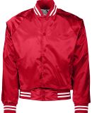 Augusta Sportswear 3610 Satin Baseball Jacket Stri in Red/ white