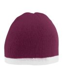 Augusta Sportswear 6820 Two-Tone Knit Beanie in Maroon/ white