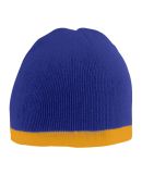 Augusta Sportswear 6820 Two-Tone Knit Beanie in Purple/ gold