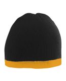 Augusta Sportswear 6820 Two-Tone Knit Beanie in Black/ gold