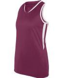 Augusta Sportswear 1672 Women's Full Force Tank in Maroon/ white