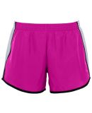 Augusta Sportswear 1266 Girls' Pulse Team Short in Power pink/ white/ black