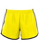 Augusta Sportswear 1266 Girls' Pulse Team Short in Power yellow/ white/ black