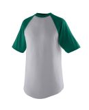 Augusta Sportswear 424 Youth Short Sleeve Baseball in Athletic heather/ dark green