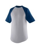 Augusta Sportswear 424 Youth Short Sleeve Baseball in Athletic heather/ navy