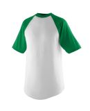 Augusta Sportswear 424 Youth Short Sleeve Baseball in White/ kelly