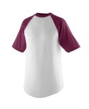 Augusta Sportswear 424 Youth Short Sleeve Baseball in White/ maroon