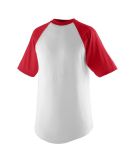 Augusta Sportswear 424 Youth Short Sleeve Baseball in White/ red