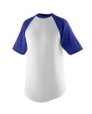 Augusta Sportswear 424 Youth Short Sleeve Baseball in White/ purple