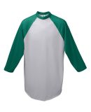 Augusta Sportswear 4421 Youth Three-Quarter Sleeve in Athletic heather/ dark green