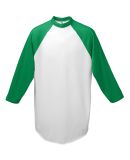 Augusta Sportswear 4421 Youth Three-Quarter Sleeve in White/ kelly