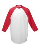 Augusta Sportswear 4421 Youth Three-Quarter Sleeve in White/ red