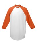 Augusta Sportswear 4421 Youth Three-Quarter Sleeve in White/ orange