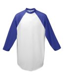 Augusta Sportswear 4421 Youth Three-Quarter Sleeve in White/ purple