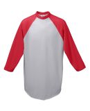 Augusta Sportswear 4421 Youth Three-Quarter Sleeve in Athletic heather/ red