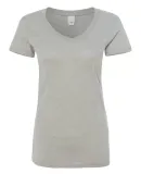 J America 8136 Women's Glitter V-Neck T-Shirt Oxford/ Silver