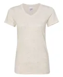 J America 8136 Women's Glitter V-Neck T-Shirt Pearl/ Gold