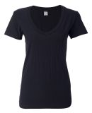 J America 8169 Ladies' V Neck Slub T Shirts in Black