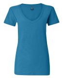 J America 8169 Ladies' V Neck Slub T Shirts in Oceanberry