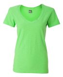 J America 8169 Ladies' V Neck Slub T Shirts in Lime