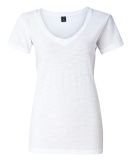 J America 8169 Ladies' V Neck Slub T Shirts in White