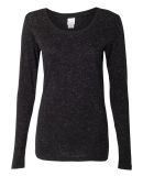 J America 8236 Women's Glitter Long Sleeve T-Shirt Black/ Silver