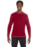 J America 8238 Vintage Long Sleeve Thermal T-Shirt in Simply red/ vintage white