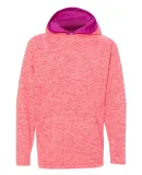 J America 8610 Youth Cosmic Fleece Hooded Pullover Fire Coral/ Magenta